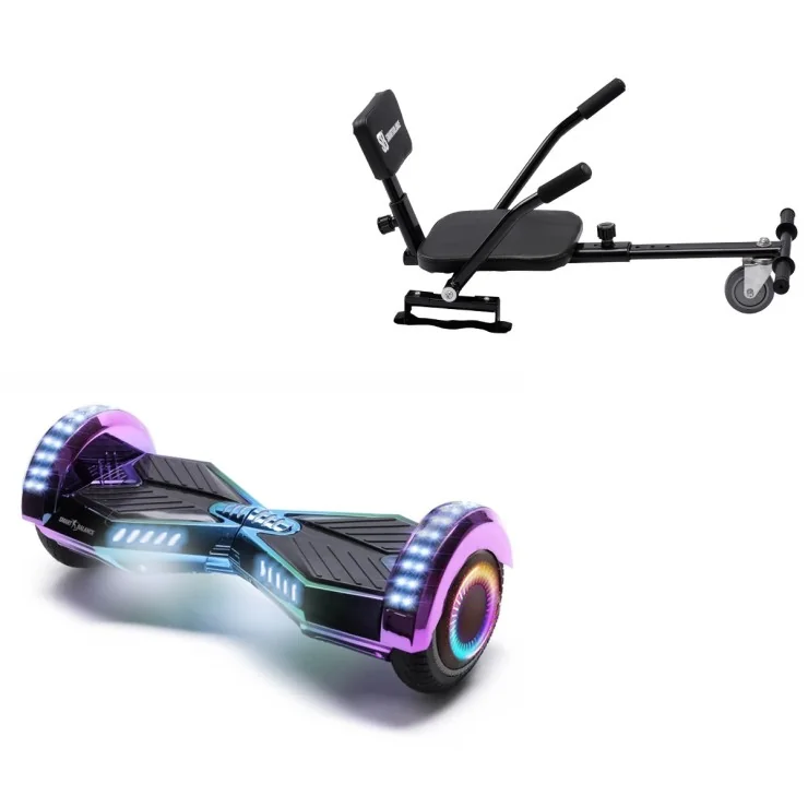 6.5 inch Hoverboard with Comfort Hoverkart, Transformers Dakota PRO, Extended Range and Black Comfort Seat, Smart Balance