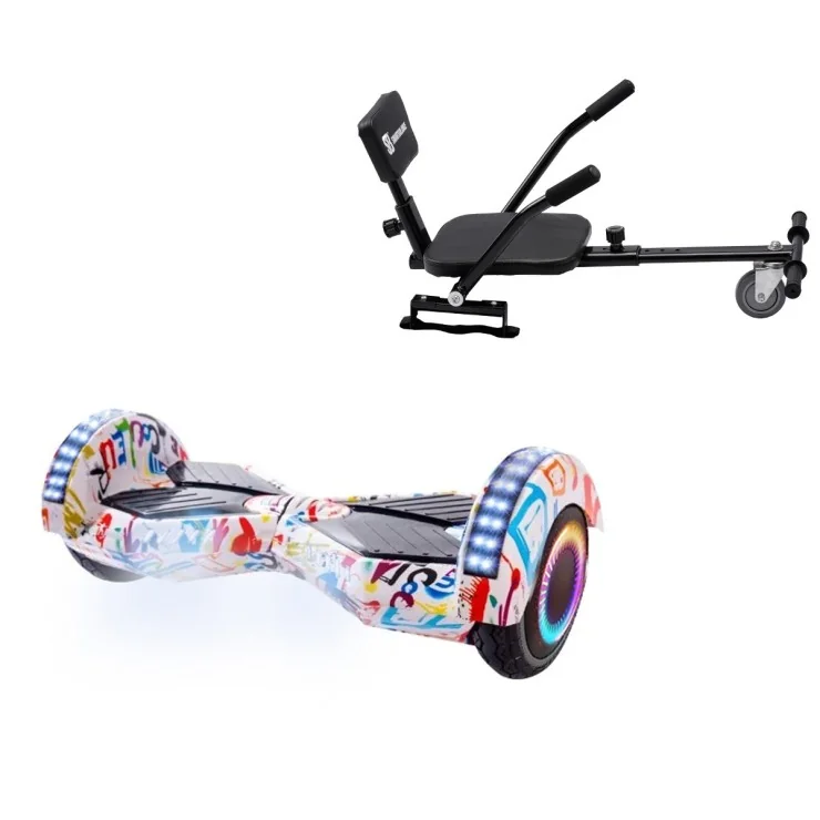 6.5 inch Hoverboard met Comfort Hoverkart, Transformers Splash PRO, Verlengde Afstand en Zwarte Comfort Hoverkart, Smart Balance