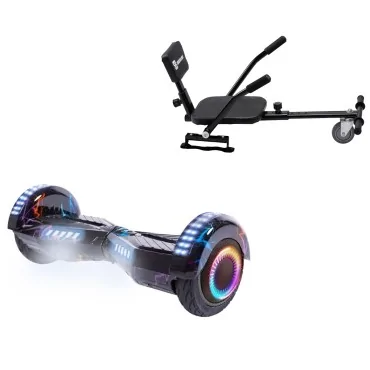 6.5 inch Hoverboard with Comfort Hoverkart, Transformers Thunderstorm Blue PRO, Extended Range and Black Comfort Seat, Smart Balance