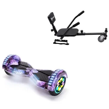 8 inch Hoverboard with Comfort Hoverkart, Transformers Galaxy PRO, Extended Range and Black Comfort Seat, Smart Balance