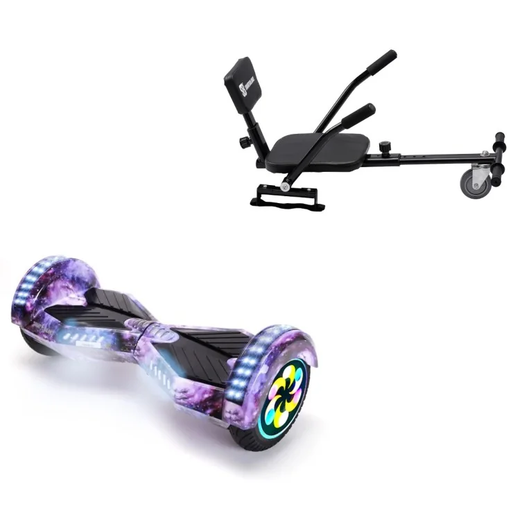 Paket Hoverboard Comfort Go Kart 8 tums, Transformers Galaxy PRO, Lång Räckvidd och Svart Comfort Hoverkart, Smart Balance