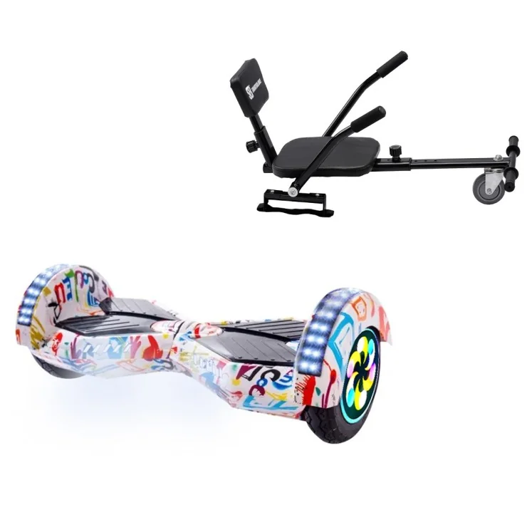 8 inch Hoverboard with Comfort Hoverkart, Transformers Splash PRO, Extended Range and Black Comfort Seat, Smart Balance