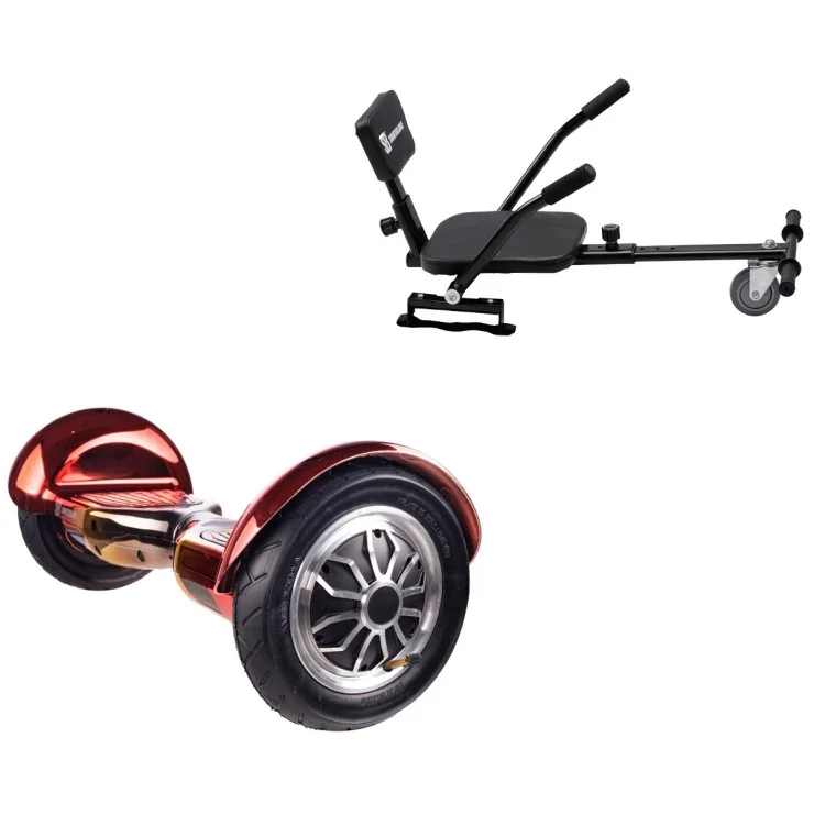 10 inch Hoverboard with Comfort Hoverkart, Off-Road Sunset, Standard Range and Black Comfort Seat, Smart Balance