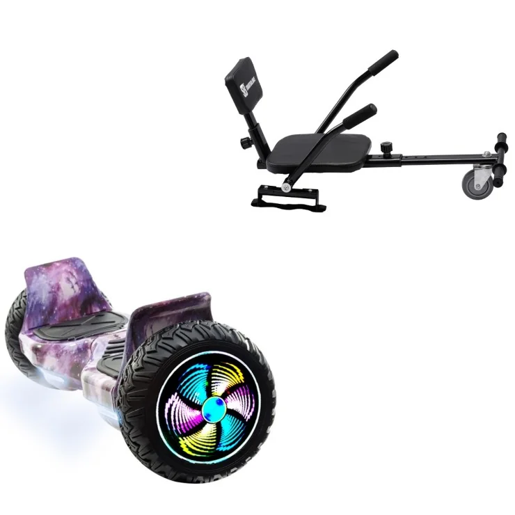 8.5 inch Hoverboard with Comfort Hoverkart, Hummer Galaxy PRO, Standard Range and Black Comfort Seat, Smart Balance