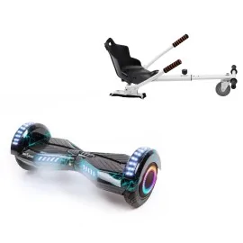 6.5 inch Hoverboard with Standard Hoverkart, Transformers Thunderstorm PRO, Extended Range and White Ergonomic Seat, Smart Balance