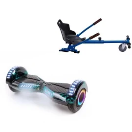 6.5 inch Hoverboard with Standard Hoverkart, Transformers Thunderstorm PRO, Extended Range and Blue Ergonomic Seat, Smart Balance