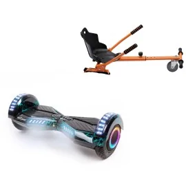 6.5 inch Hoverboard with Standard Hoverkart, Transformers Thunderstorm PRO, Extended Range and Orange Ergonomic Seat, Smart Balance