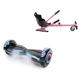 6.5 inch Hoverboard with Standard Hoverkart, Transformers Thunderstorm PRO, Extended Range and Pink Ergonomic Seat, Smart Balance