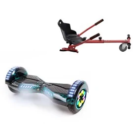 8 inch Hoverboard with Standard Hoverkart, Transformers Thunderstorm PRO, Extended Range and Red Ergonomic Seat, Smart Balance