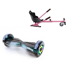 8 inch Hoverboard with Standard Hoverkart, Transformers Thunderstorm PRO, Extended Range and Pink Ergonomic Seat, Smart Balance