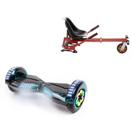 8 inch Hoverboard with Suspensions Hoverkart, Transformers Thunderstorm PRO, Extended Range and Red Seat with Double Suspension Set, Smart Balance