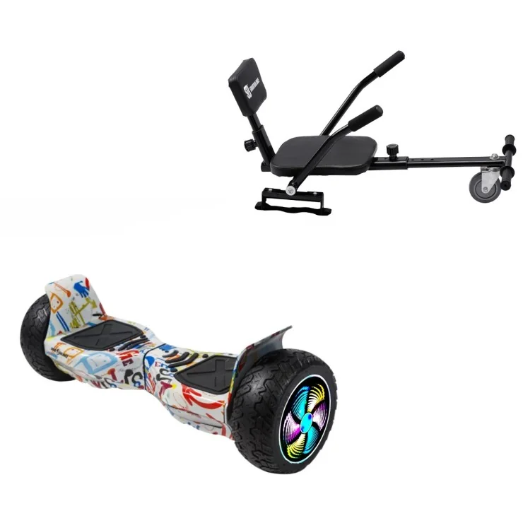 8.5 inch Hoverboard with Comfort Hoverkart, Hummer Splash PRO, Standard Range and Black Comfort Seat, Smart Balance