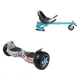 8.5 inch Hoverboard with Suspensions Hoverkart, Hummer Splash PRO, Extended Range and Blue Seat with Double Suspension Set, Smart Balance
