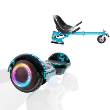 6.5 inch Hoverboard with Suspensions Hoverkart, Regular Thunderstorm PRO, Extended Range and Blue Seat with Double Suspension Set, Smart Balance