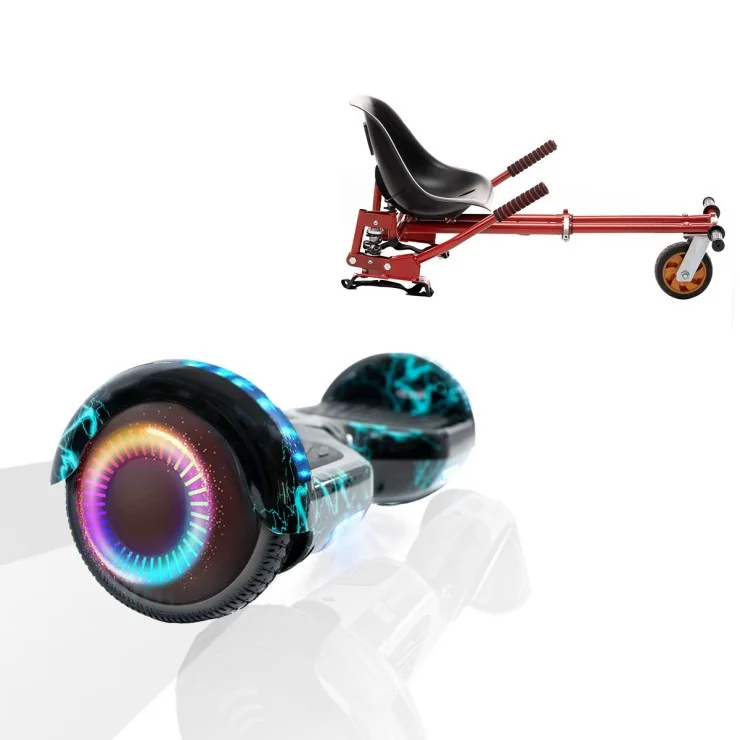 Hoverboard 6.5 Pouces et Hoverkart avec Amortisseurs, Regular Thunderstorm PRO, Grande Autonomie et Hoverkart Rouge avec Amortisseurs, Smart Balance