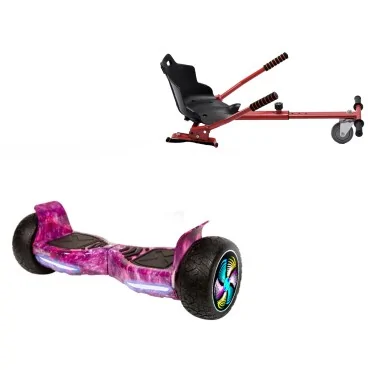 8.5 inch Hoverboard with Standard Hoverkart, Hummer Galaxy Pink PRO, Extended Range and Red Ergonomic Seat, Smart Balance