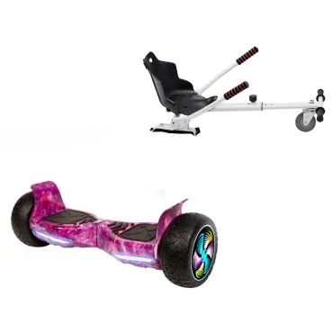 8.5 inch Hoverboard with Standard Hoverkart, Hummer Galaxy Pink PRO, Extended Range and White Ergonomic Seat, Smart Balance