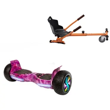 8.5 inch Hoverboard with Standard Hoverkart, Hummer Galaxy Pink PRO, Extended Range and Orange Ergonomic Seat, Smart Balance
