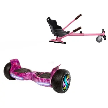 8.5 inch Hoverboard with Standard Hoverkart, Hummer Galaxy Pink PRO, Extended Range and Pink Ergonomic Seat, Smart Balance