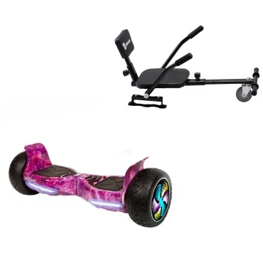 8.5 inch Hoverboard with Comfort Hoverkart, Hummer Galaxy Pink PRO, Extended Range and Black Comfort Seat, Smart Balance