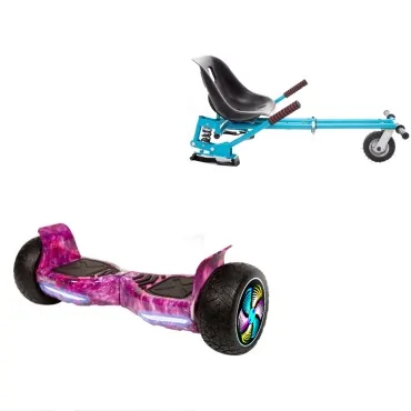 8.5 inch Hoverboard with Suspensions Hoverkart, Hummer Galaxy Pink PRO, Extended Range and Blue Seat with Double Suspension Set, Smart Balance
