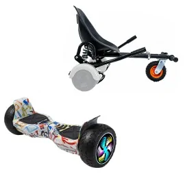 8.5 inch Hoverboard with Suspensions Hoverkart, Hummer Splash PRO, Extended Range and Black Seat with Double Suspension Set, Smart Balance