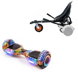 6.5 inch Hoverboard with Suspensions Hoverkart, Regular HipHop Orange PRO, Extended Range and Black Seat with Double Suspension Set, Smart Balance