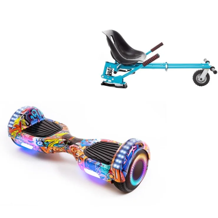 6.5 inch Hoverboard met Schokdempers Hoverkart, Regular HipHop Orange PRO, Verlengde Afstand en Blauw Hoverkart met Schokdempers, Smart Balance