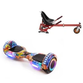 6.5 inch Hoverboard with Suspensions Hoverkart, Regular HipHop Orange PRO, Standard Range and Red Seat with Double Suspension Set, Smart Balance