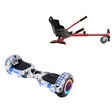 6.5 inch Hoverboard with Standard Hoverkart, Regular NewsPaper PRO, Extended Range and Red Ergonomic Seat, Smart Balance