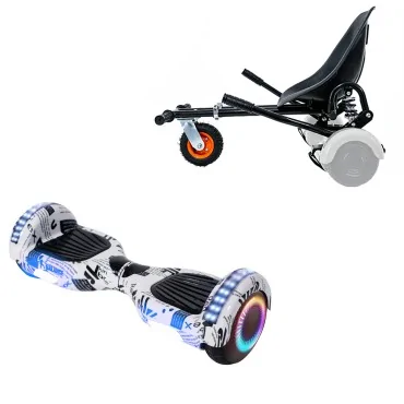 6.5 inch Hoverboard with Suspensions Hoverkart, Regular NewsPaper PRO, Extended Range and Black Seat with Double Suspension Set, Smart Balance