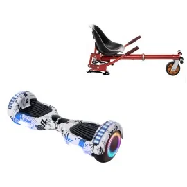 6.5 inch Hoverboard with Suspensions Hoverkart, Regular NewsPaper PRO, Extended Range and Red Seat with Double Suspension Set, Smart Balance
