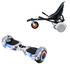 6.5 inch Hoverboard with Suspensions Hoverkart, Regular NewsPaper PRO, Standard Range and Black Seat with Double Suspension Set, Smart Balance