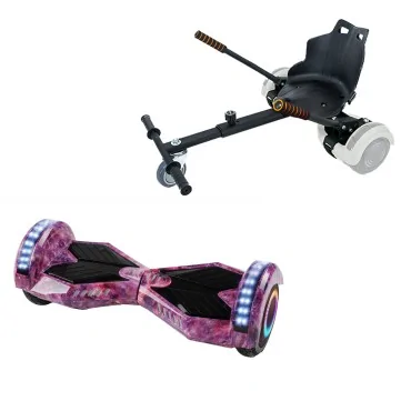 6.5 inch Hoverboard with Standard Hoverkart, Transformers Galaxy Pink PRO, Extended Range and Black Ergonomic Seat, Smart Balance