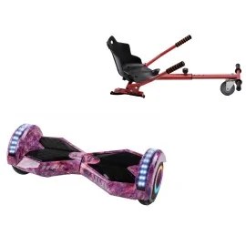 6.5 inch Hoverboard with Standard Hoverkart, Transformers Galaxy Pink PRO, Extended Range and Red Ergonomic Seat, Smart Balance