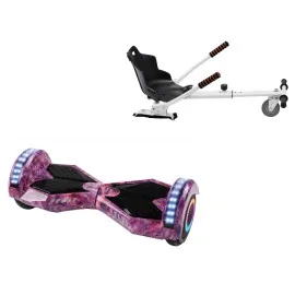 6.5 inch Hoverboard with Standard Hoverkart, Transformers Galaxy Pink PRO, Extended Range and White Ergonomic Seat, Smart Balance