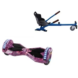 6.5 inch Hoverboard with Standard Hoverkart, Transformers Galaxy Pink PRO, Extended Range and Blue Ergonomic Seat, Smart Balance