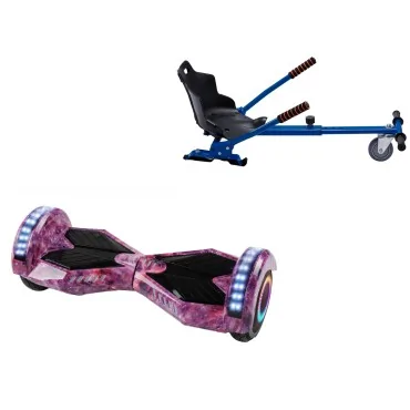 6.5 inch Hoverboard with Standard Hoverkart, Transformers Galaxy Pink PRO, Extended Range and Blue Ergonomic Seat, Smart Balance