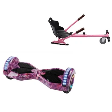 6.5 inch Hoverboard with Standard Hoverkart, Transformers Galaxy Pink PRO, Extended Range and Pink Ergonomic Seat, Smart Balance
