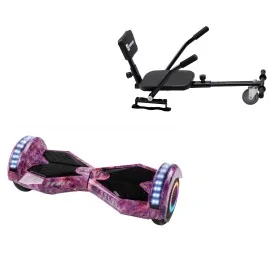 6.5 inch Hoverboard with Comfort Hoverkart, Transformers Galaxy Pink PRO, Extended Range and Black Comfort Seat, Smart Balance