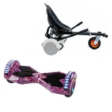 6.5 inch Hoverboard with Suspensions Hoverkart, Transformers Galaxy Pink PRO, Extended Range and Black Seat with Double Suspension Set, Smart Balance