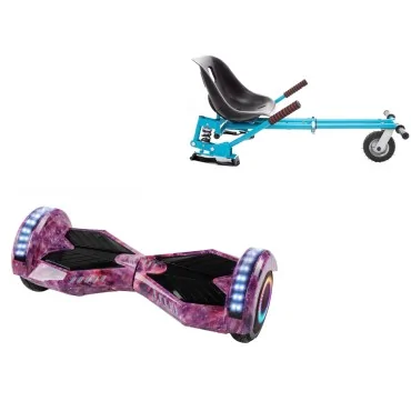6.5 inch Hoverboard with Suspensions Hoverkart, Transformers Galaxy Pink PRO, Extended Range and Blue Seat with Double Suspension Set, Smart Balance