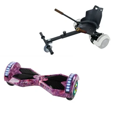8 inch Hoverboard with Standard Hoverkart, Transformers Galaxy Pink PRO, Extended Range and Black Ergonomic Seat, Smart Balance