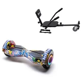 6.5 inch Hoverboard with Comfort Hoverkart, Transformers HipHop PRO, Extended Range and Black Comfort Seat, Smart Balance