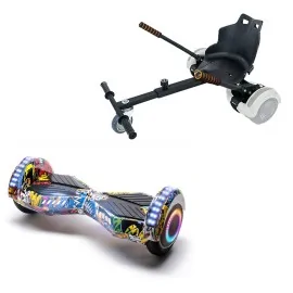 6.5 inch Hoverboard with Standard Hoverkart, Transformers HipHop PRO, Extended Range and Black Ergonomic Seat, Smart Balance