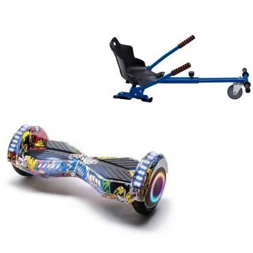 6.5 inch Hoverboard with Standard Hoverkart, Transformers HipHop PRO, Extended Range and Blue Ergonomic Seat, Smart Balance