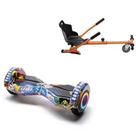 6.5 inch Hoverboard with Standard Hoverkart, Transformers HipHop PRO, Extended Range and Orange Ergonomic Seat, Smart Balance