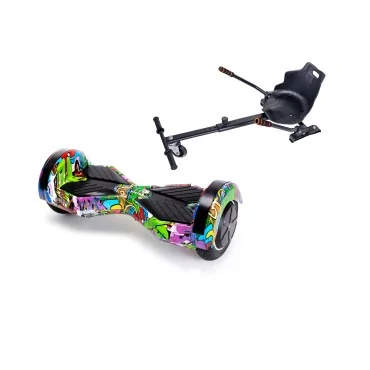 8 inch Hoverboard with Hoverkart, Ergonomic Seat, 15 km/h, UL2272 Certified, Bluetooth, Led Lighting, 700W Power, 4Ah Battery, Smart Balance, Transformers Multicolor 