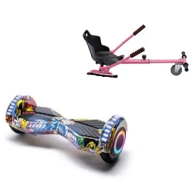6.5 inch Hoverboard with Standard Hoverkart, Transformers HipHop PRO, Extended Range and Pink Ergonomic Seat, Smart Balance