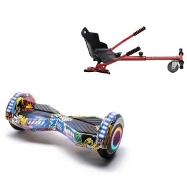 6.5 inch Hoverboard with Standard Hoverkart, Transformers HipHop PRO, Extended Range and Red Ergonomic Seat, Smart Balance